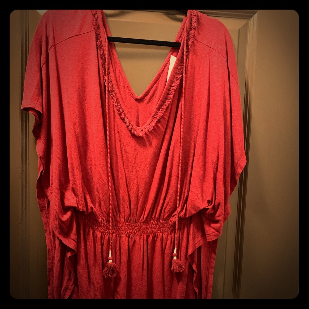 Loft Beach MAROON Drawstring dress/ coverup